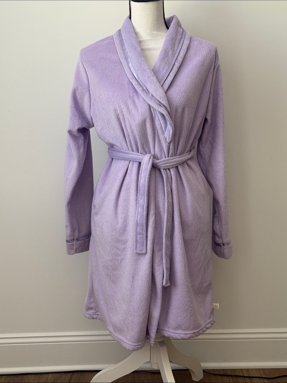 Chuckie Goodnight Kids Lavender Plush Shawl-Collar Robe with Belt